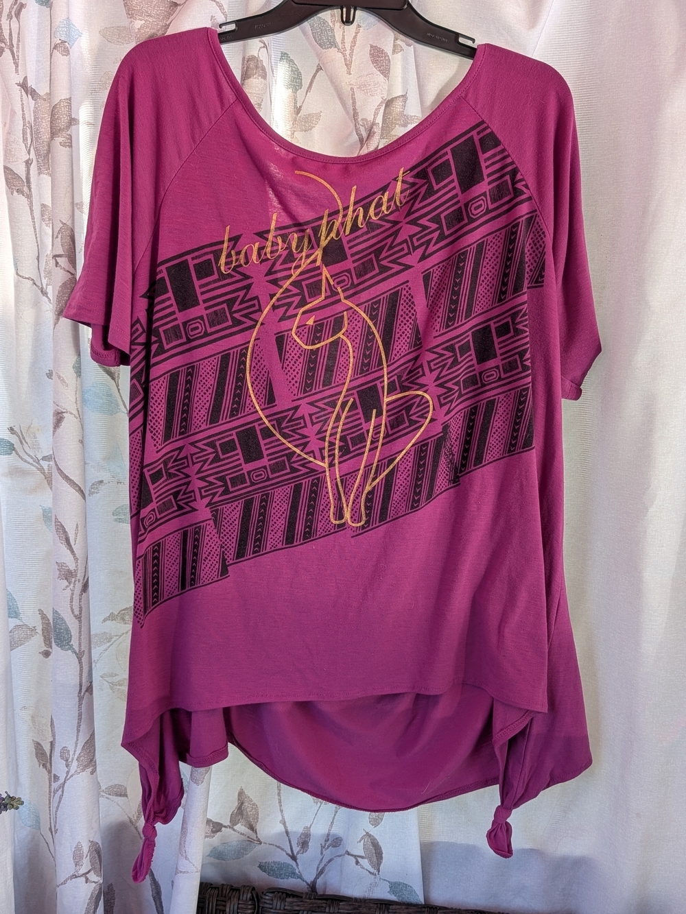 Baby Phat Magenta Graphic Dolman Tee with Gold Logo